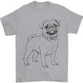 Adorable Pug Mens T-Shirt 100% Cotton Sports Grey