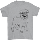 Adorable Pug Mens T-Shirt 100% Cotton Sports Grey
