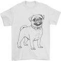 Adorable Pug Mens T-Shirt 100% Cotton White