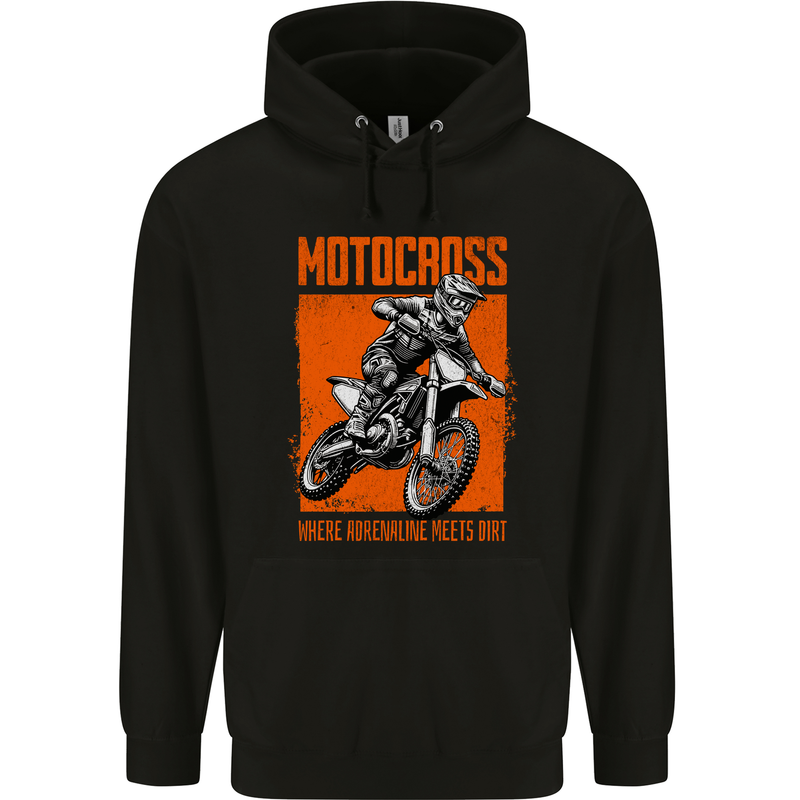 Adrenaline Dirt Motocross MotoX Dirt Bike Childrens Kids Hoodie Black