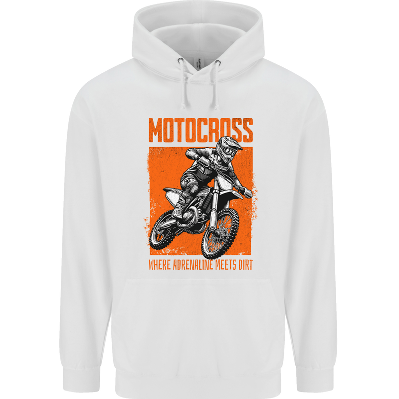 Adrenaline Dirt Motocross MotoX Dirt Bike Childrens Kids Hoodie White
