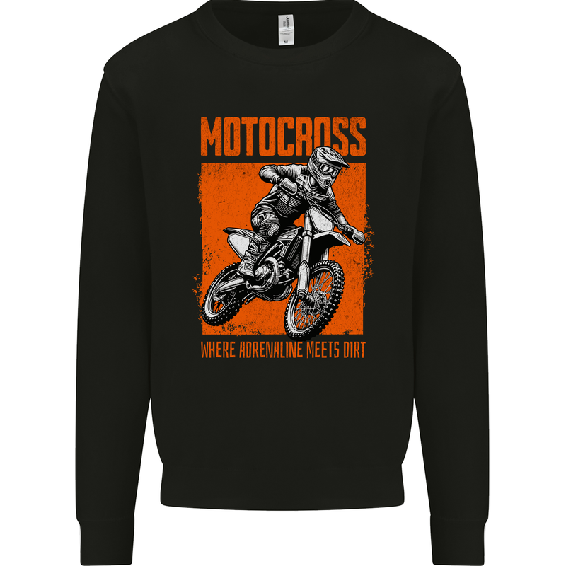 Adrenaline Dirt Motocross MotoX Dirt Bike Kids Sweatshirt Jumper Black
