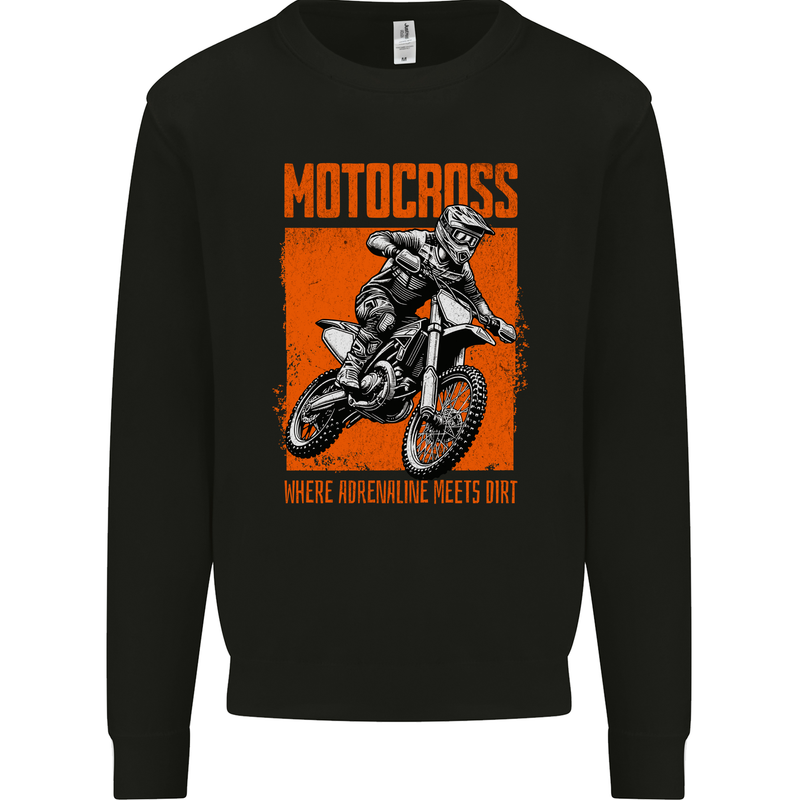 Adrenaline Dirt Motocross MotoX Dirt Bike Mens Sweatshirt Jumper Black