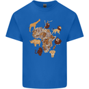 Africa Wildlife Map Giraffe Rhino Ape Elephant Lion Mens Cotton T-Shirt Tee Top Royal Blue