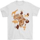 Africa Wildlife Map Giraffe Rhino Ape Elephant Lion Mens T-Shirt 100% Cotton White