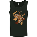 Africa Wildlife Map Giraffe Rhino Ape Elephant Lion Mens Vest Tank Top Black