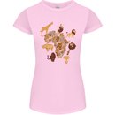 Africa Wildlife Map Giraffe Rhino Ape Elephant Lion Womens Petite Cut T-Shirt Light Pink