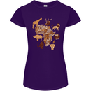 Africa Wildlife Map Giraffe Rhino Ape Elephant Lion Womens Petite Cut T-Shirt Purple