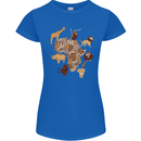 Africa Wildlife Map Giraffe Rhino Ape Elephant Lion Womens Petite Cut T-Shirt Royal Blue