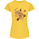 Africa Wildlife Map Giraffe Rhino Ape Elephant Lion Womens Petite Cut T-Shirt Yellow