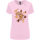 Africa Wildlife Map Giraffe Rhino Ape Elephant Lion Womens Wider Cut T-Shirt Light Pink