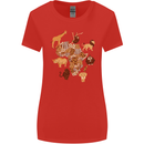Africa Wildlife Map Giraffe Rhino Ape Elephant Lion Womens Wider Cut T-Shirt Red