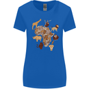 Africa Wildlife Map Giraffe Rhino Ape Elephant Lion Womens Wider Cut T-Shirt Royal Blue
