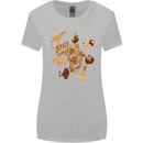 Africa Wildlife Map Giraffe Rhino Ape Elephant Lion Womens Wider Cut T-Shirt Sports Grey