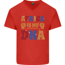 Africa is My DNA Juneteenth Black Lives Matter Mens V-Neck Cotton T-Shirt Red
