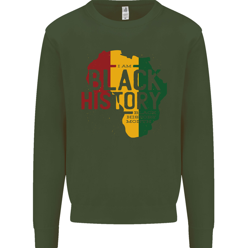 African Black History Month Lives Matter Juneteenth Kids Sweatshirt Jumper Forest Green
