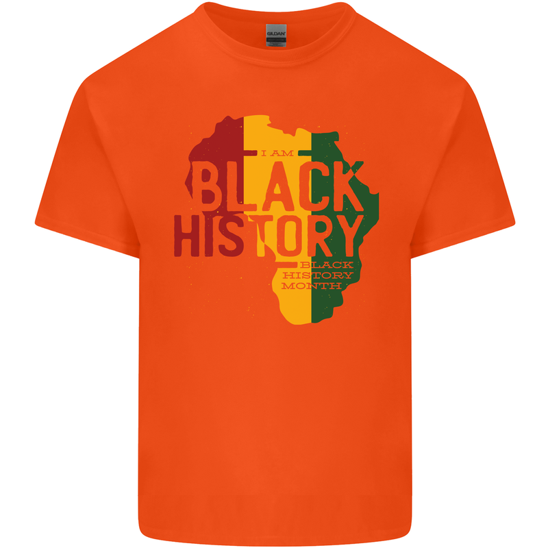 African Black History Month Lives Matter Juneteenth Mens Cotton T-Shirt Tee Top Orange