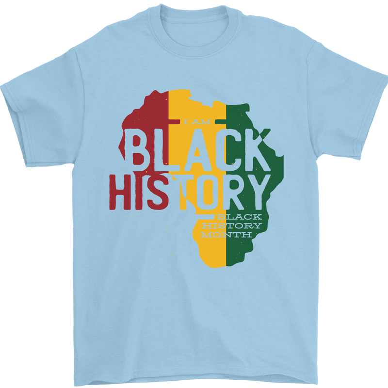 African Black History Month Lives Matter Juneteenth Mens T-Shirt 100% Cotton Light Blue