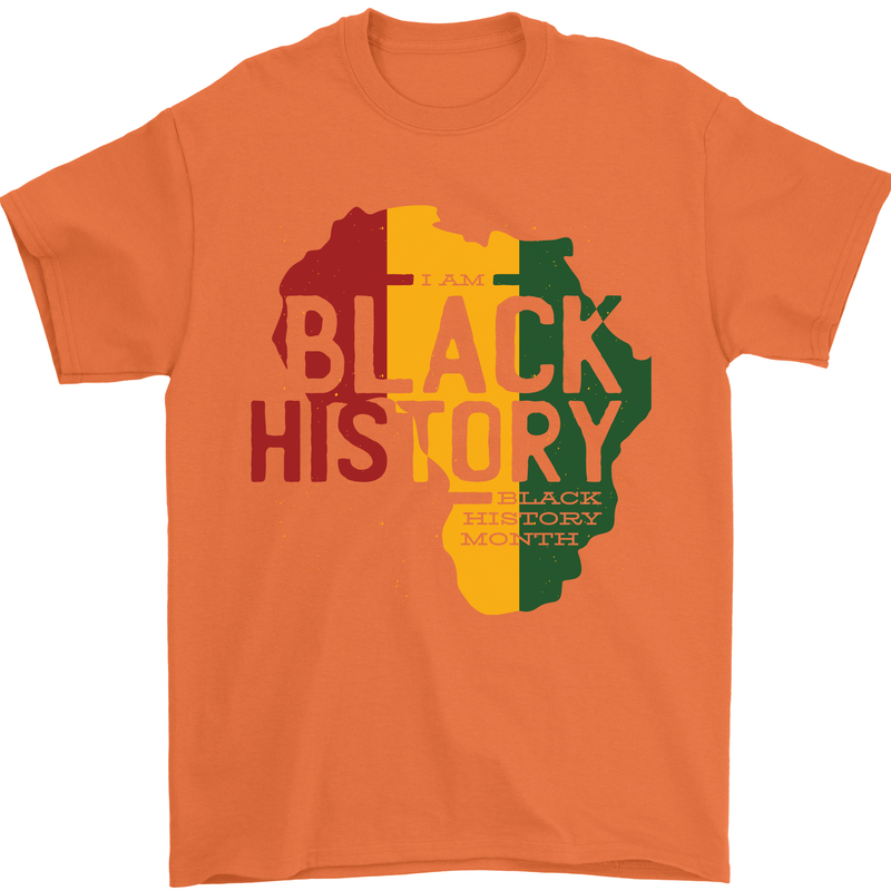 African Black History Month Lives Matter Juneteenth Mens T-Shirt 100% Cotton Orange