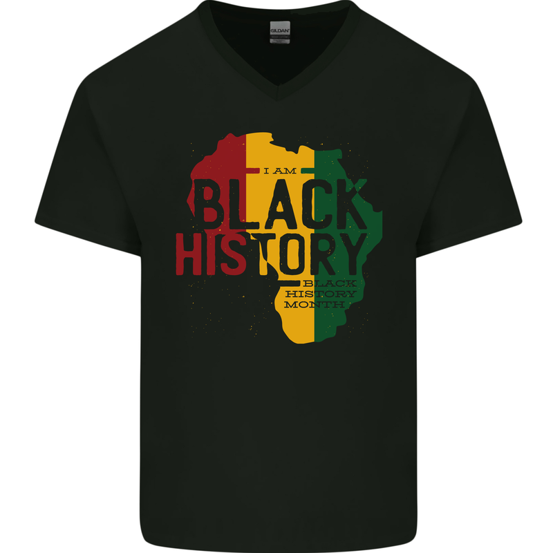 African Black History Month Lives Matter Juneteenth Mens V-Neck Cotton T-Shirt Black