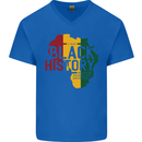 African Black History Month Lives Matter Juneteenth Mens V-Neck Cotton T-Shirt Royal Blue