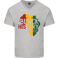 African Black History Month Lives Matter Juneteenth Mens V-Neck Cotton T-Shirt Sports Grey