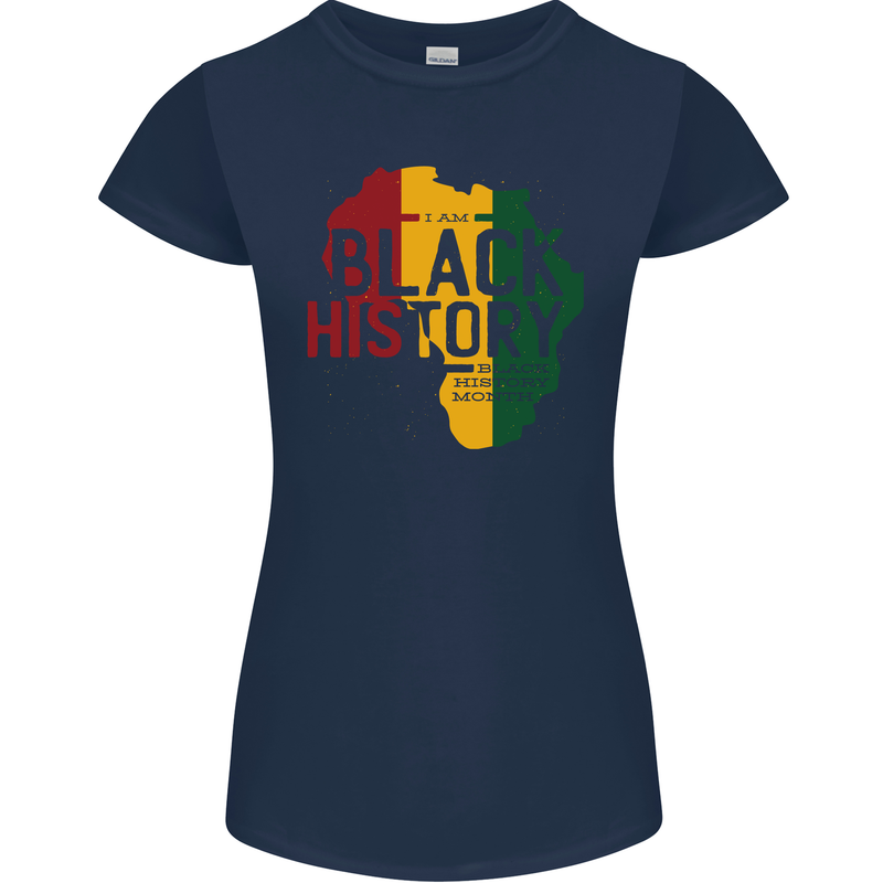 African Black History Month Lives Matter Juneteenth Womens Petite Cut T-Shirt Navy Blue