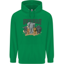 African Wildlife Elephant Lion Rhino Safari Childrens Kids Hoodie Irish Green