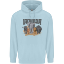 African Wildlife Elephant Lion Rhino Safari Childrens Kids Hoodie Light Blue