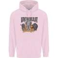 African Wildlife Elephant Lion Rhino Safari Childrens Kids Hoodie Light Pink