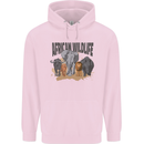 African Wildlife Elephant Lion Rhino Safari Childrens Kids Hoodie Light Pink