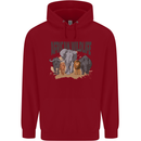 African Wildlife Elephant Lion Rhino Safari Childrens Kids Hoodie Red