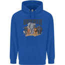 African Wildlife Elephant Lion Rhino Safari Childrens Kids Hoodie Royal Blue