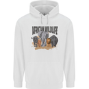 African Wildlife Elephant Lion Rhino Safari Childrens Kids Hoodie White