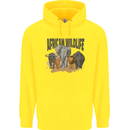African Wildlife Elephant Lion Rhino Safari Childrens Kids Hoodie Yellow