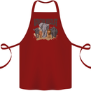 African Wildlife Elephant Lion Rhino Safari Cotton Apron 100% Organic Maroon