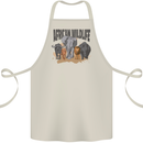 African Wildlife Elephant Lion Rhino Safari Cotton Apron 100% Organic Natural