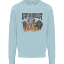 African Wildlife Elephant Lion Rhino Safari Kids Sweatshirt Jumper Light Blue