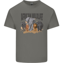 African Wildlife Elephant Lion Rhino Safari Kids T-Shirt Childrens Charcoal
