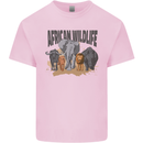 African Wildlife Elephant Lion Rhino Safari Kids T-Shirt Childrens Light Pink