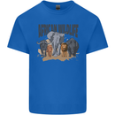 African Wildlife Elephant Lion Rhino Safari Kids T-Shirt Childrens Royal Blue