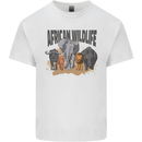 African Wildlife Elephant Lion Rhino Safari Kids T-Shirt Childrens White