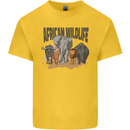 African Wildlife Elephant Lion Rhino Safari Kids T-Shirt Childrens Yellow