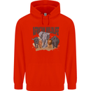 African Wildlife Elephant Lion Rhino Safari Mens 80% Cotton Hoodie Bright Red