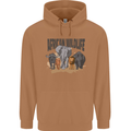 African Wildlife Elephant Lion Rhino Safari Mens 80% Cotton Hoodie Caramel Latte