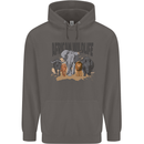 African Wildlife Elephant Lion Rhino Safari Mens 80% Cotton Hoodie Charcoal
