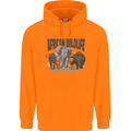 African Wildlife Elephant Lion Rhino Safari Mens 80% Cotton Hoodie Orange