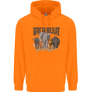 African Wildlife Elephant Lion Rhino Safari Mens 80% Cotton Hoodie Orange