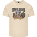 African Wildlife Elephant Lion Rhino Safari Mens Cotton T-Shirt Tee Top Natural