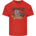 African Wildlife Elephant Lion Rhino Safari Mens Cotton T-Shirt Tee Top Red